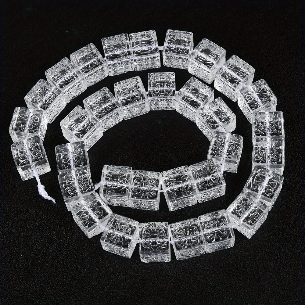 Transparent Crackle Square Glass Beads