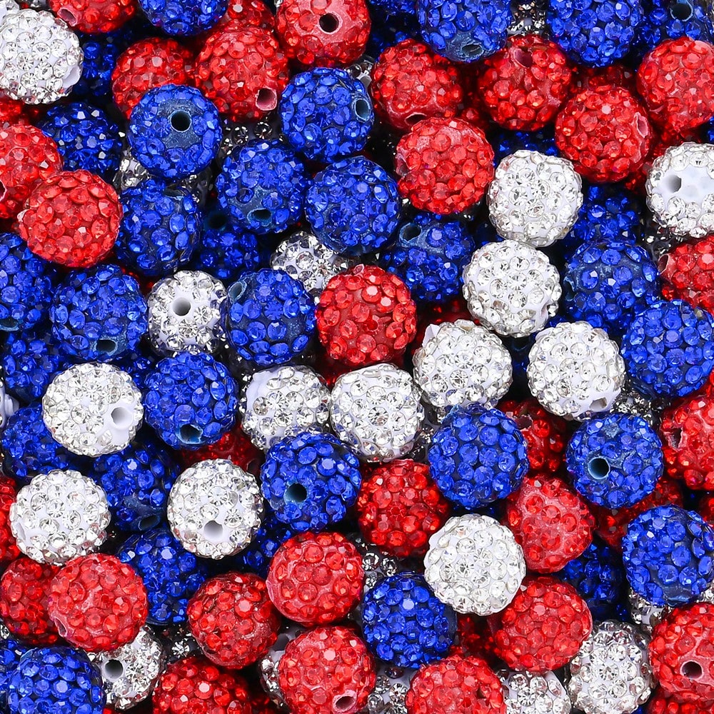 19-Piece Patriotic Rhinestone Ball Beads