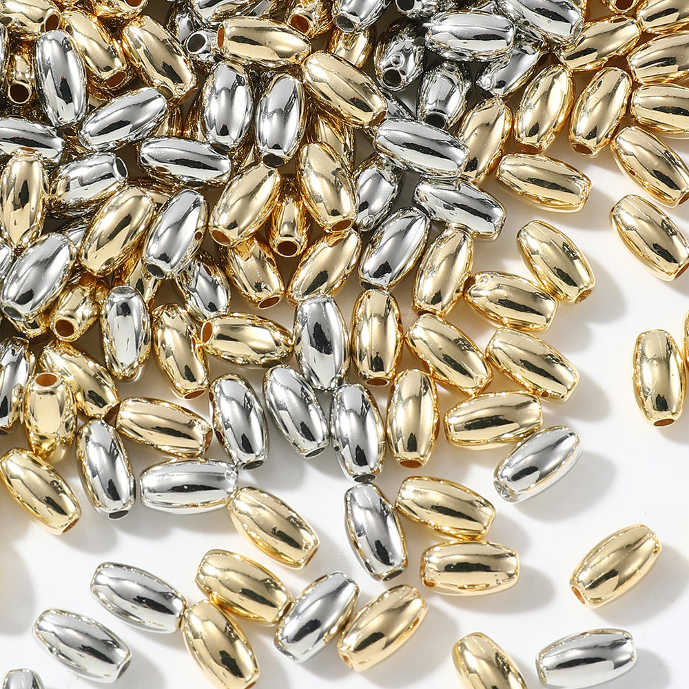 Gold and Silver Oval Acrylic Spacer Beads