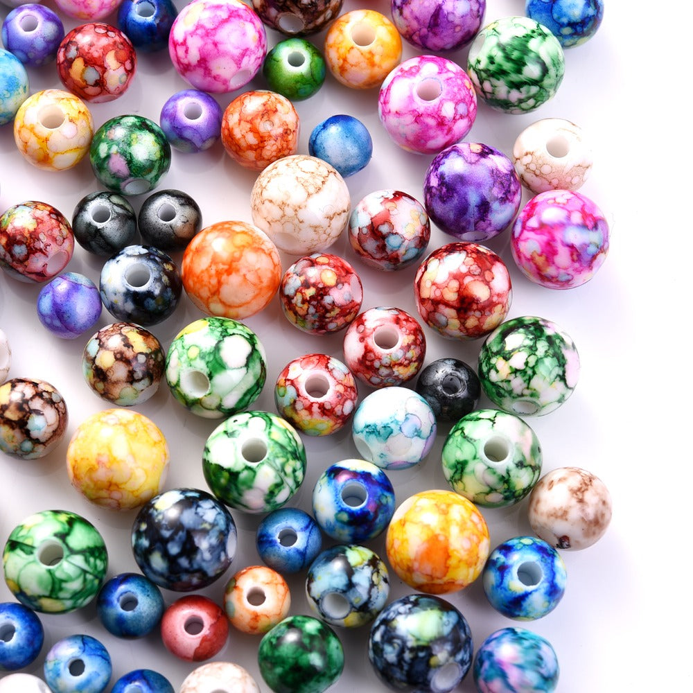 100pcs 8mm Cracked Acrylic Loose Spacer Beads