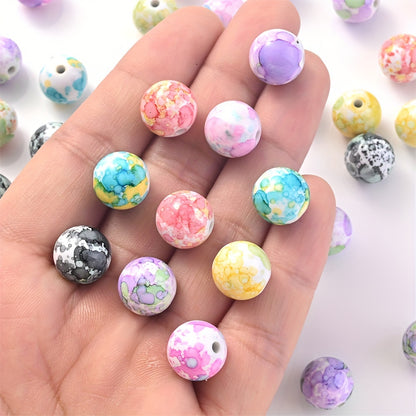 100pcs 8mm Acrylic Round Ink Beads