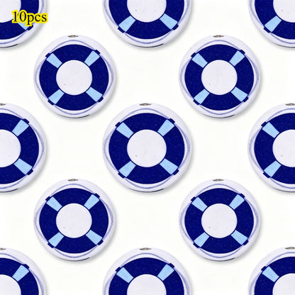 Marine-Themed Wooden Beads