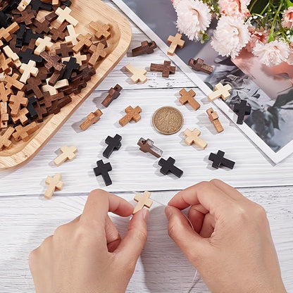 Natural Wood Cross Charms