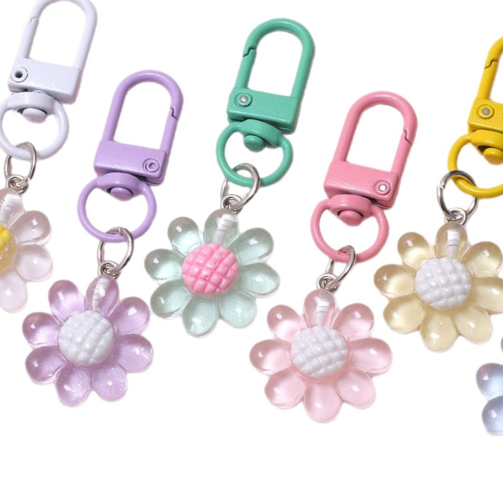 24PCS 2D Flat Sunflower Resin Mini Keychain Set