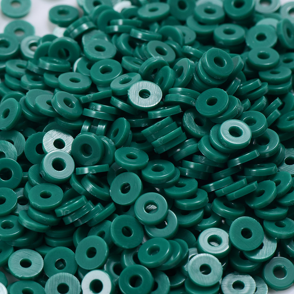 300pcs 6mm Green & Red Flat Disc Clay Beads