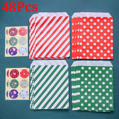 Christmas Polka Dot and Stripe Paper Gift Bags