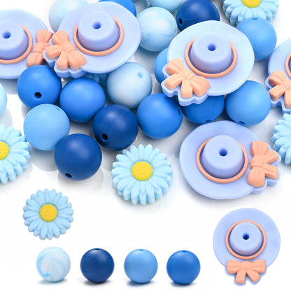 30PCS Hat & Daisy Silicone Bead Set