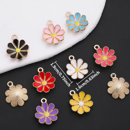 Color Block Daisy Enamel Charms