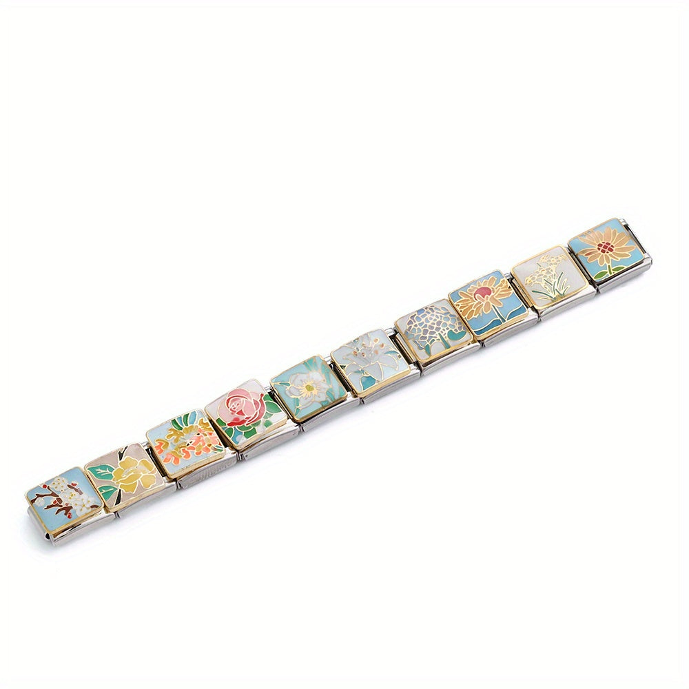9mm Stainless Steel Italian Flower Charm Bead
