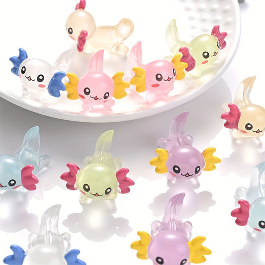 5PCS 15×23mm Luminous Jelly Resin Salamander Bead Set