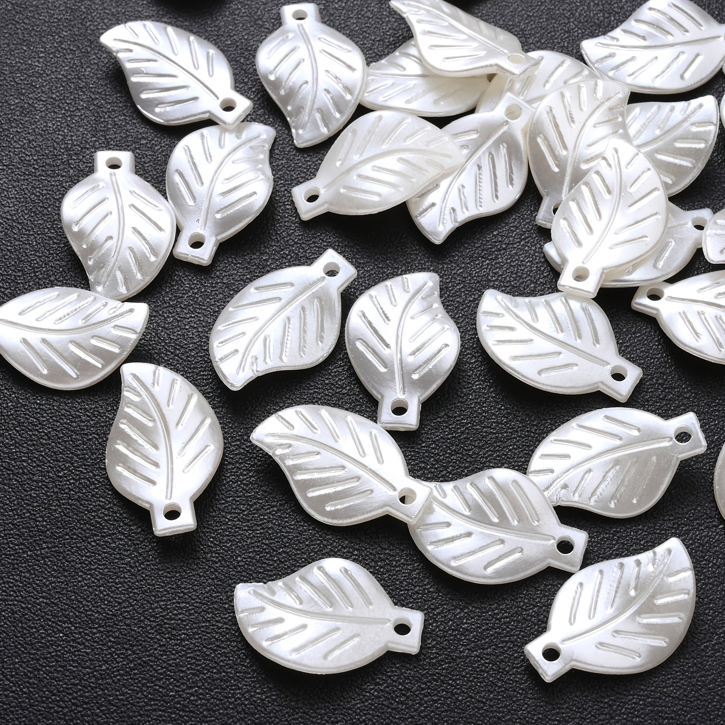 White Leaf Acrylic Beads
