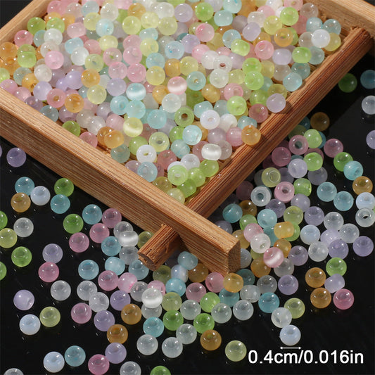 2000PCS 4mm Cat's Eye Round Glass Seed Beads