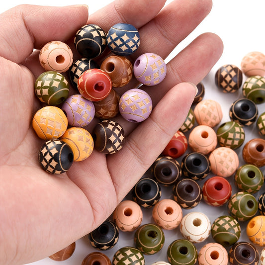 10PCS 10/16mm Starlight-Shaped Wooden Bead Set