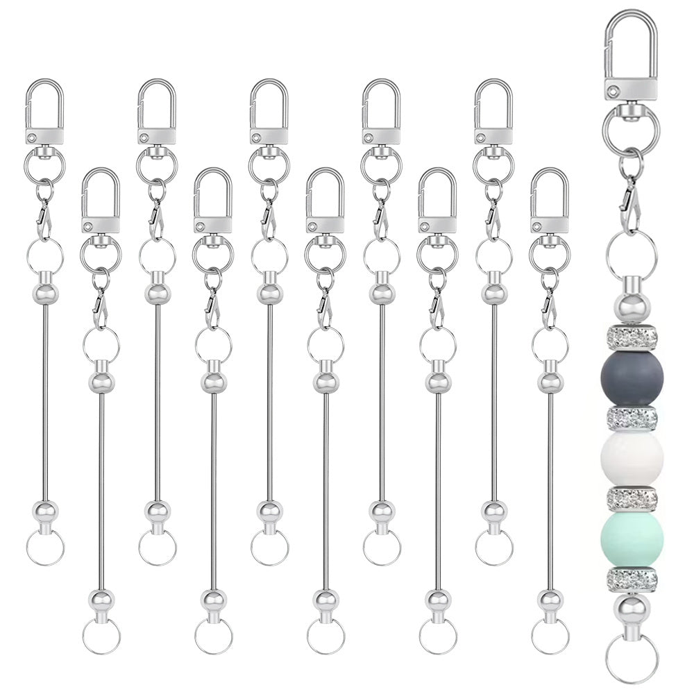 10-Piece 15 mm Silver Chain DIY Keychain Set