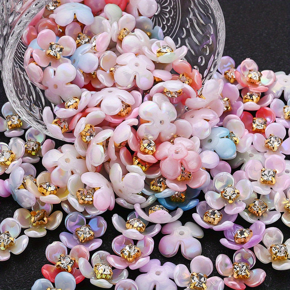 30pcs/set Four Petal Flower Acrylic Cabochon Beads