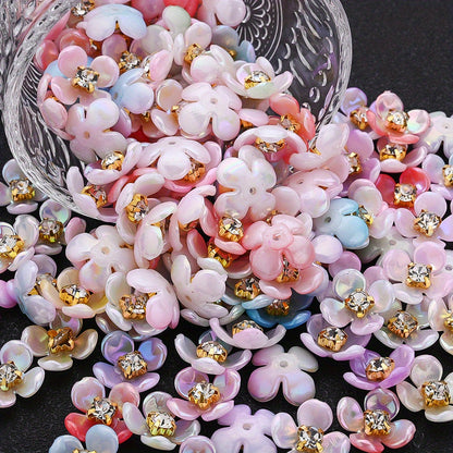 30pcs/set Four Petal Flower Acrylic Cabochon Beads