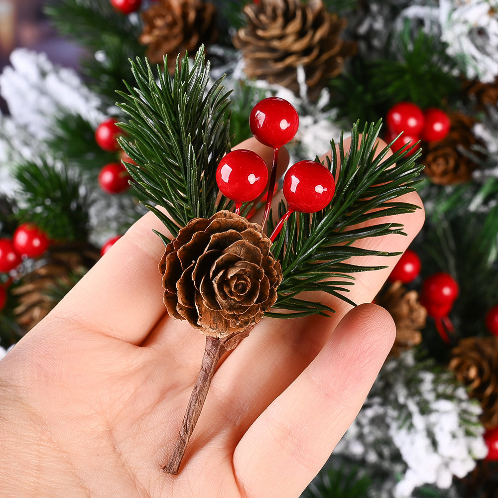 Christmas Pine Cone and Red Berry Decorations