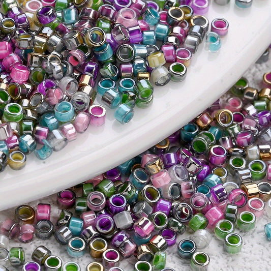 15g/bag 2mm Colorful Cylindrical Glass Seed Beads