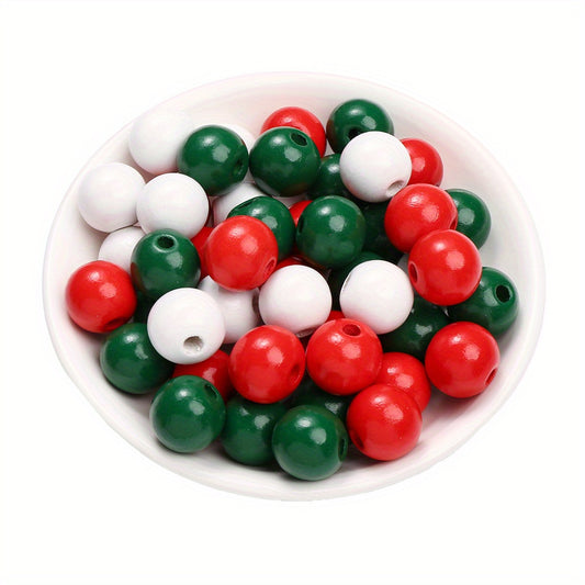20pcs 16mm Christmas Round Wooden Beads