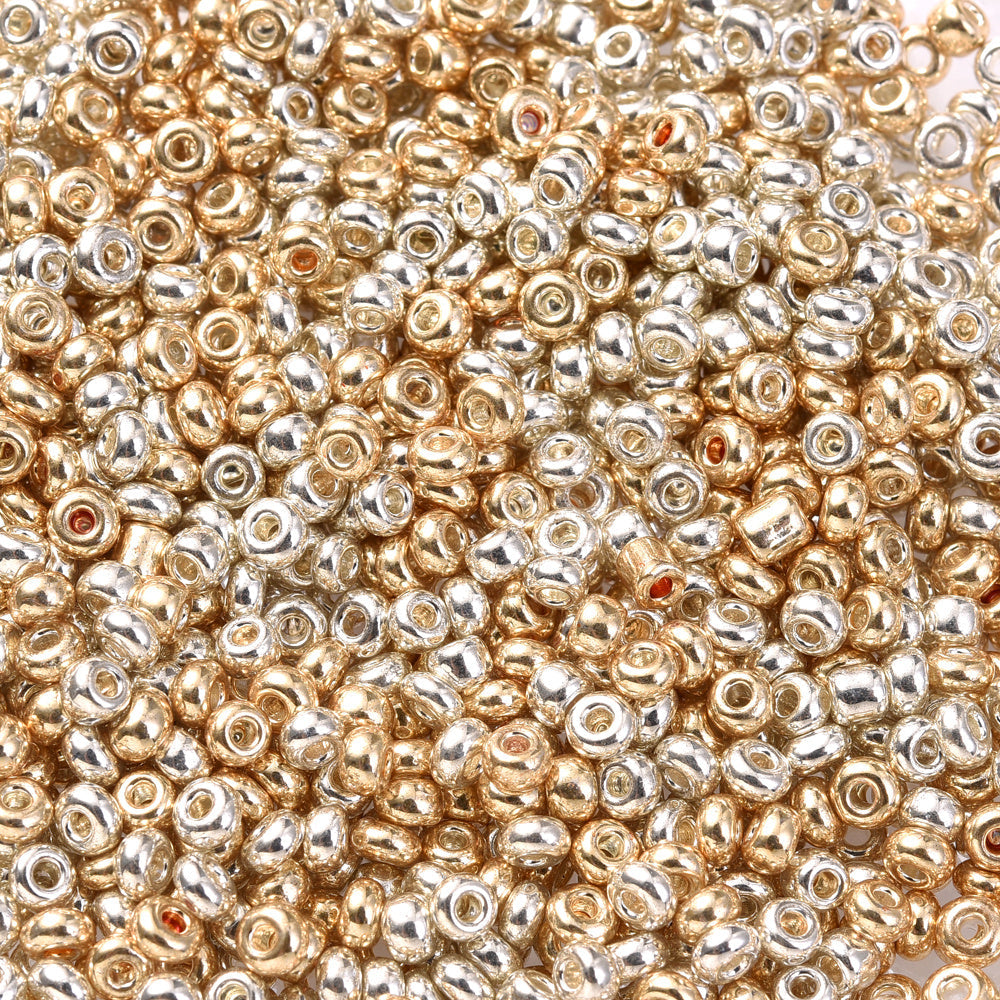 Gold and Silver 2/3/4 mm Glass Seed Beads