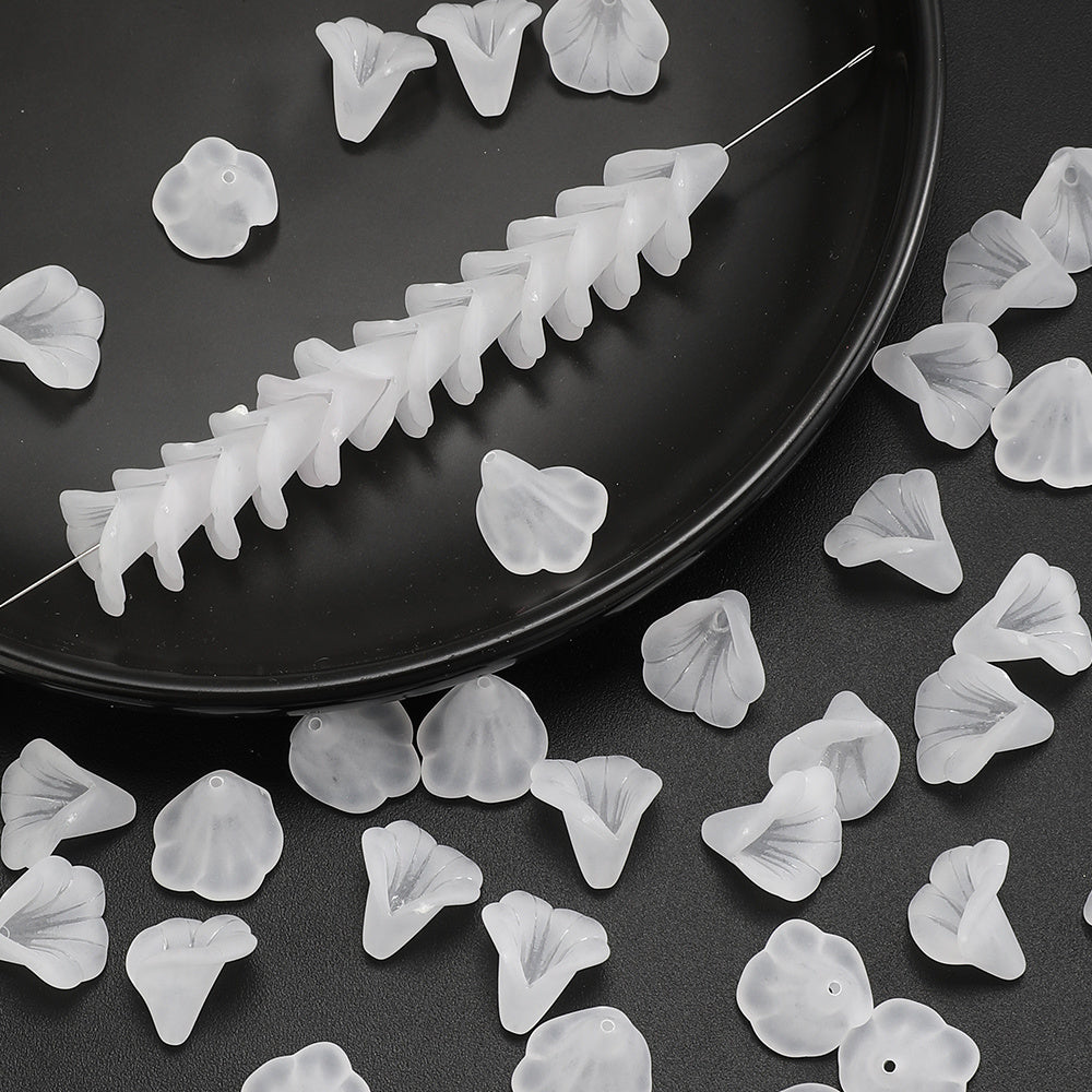 White Acrylic Horn Flower Beads