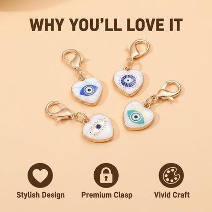 12PCS Blue & White Evil Eye Enamel Keychain Set