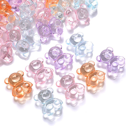 10/20pcs 10x18mm Acrylic Clear Small Bear Shaped Beads