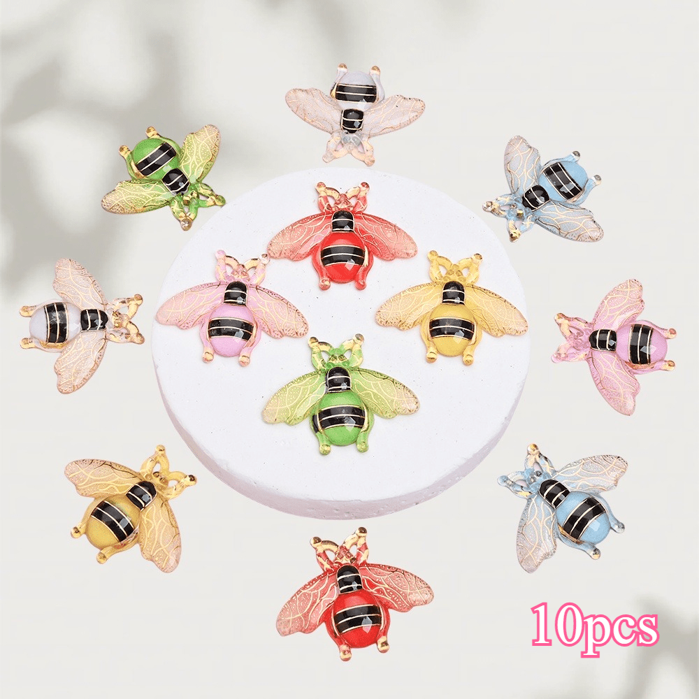 Colorful Acrylic Bee Flatback Rhinestone Charm Pendants