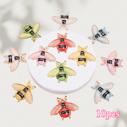 Colorful Acrylic Bee Flatback Rhinestone Charm Pendants
