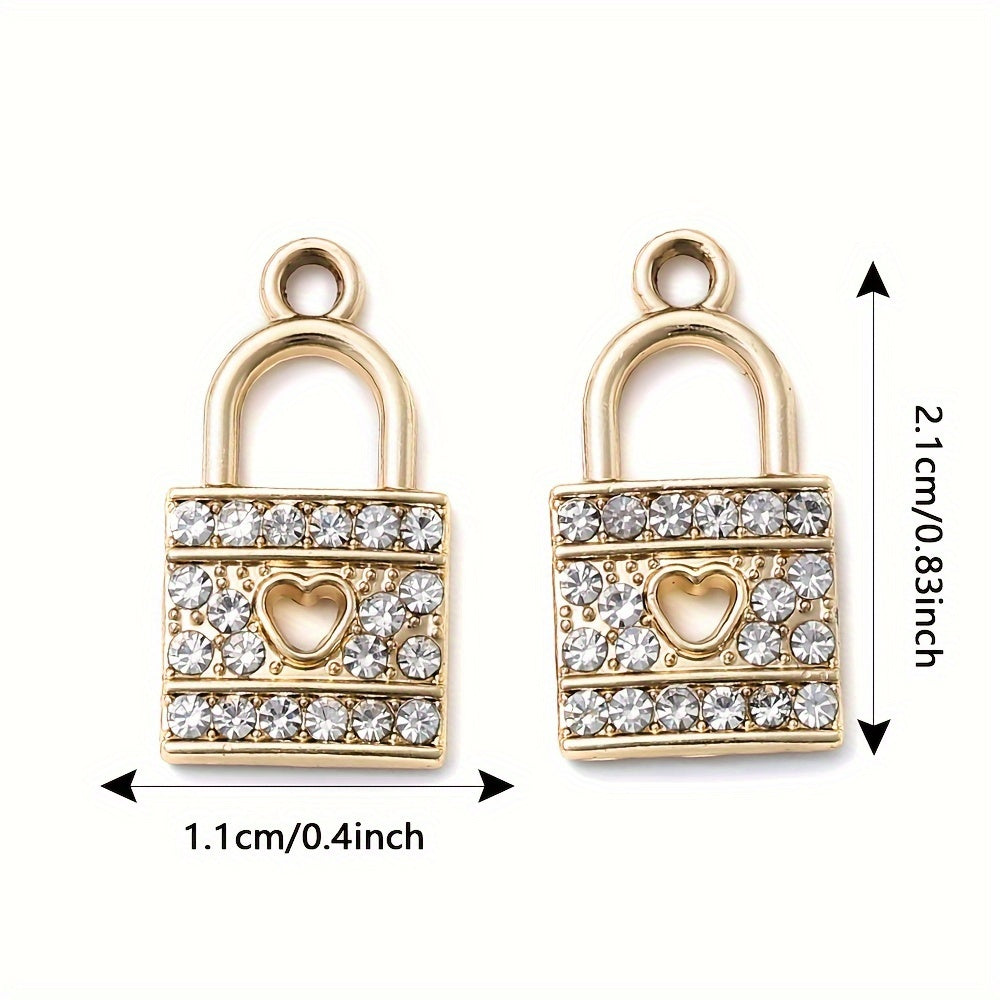 5PCS Gold-Tone Love Lock Crystal Pendant Set