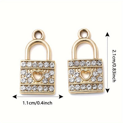5PCS Gold-Tone Love Lock Crystal Pendant Set