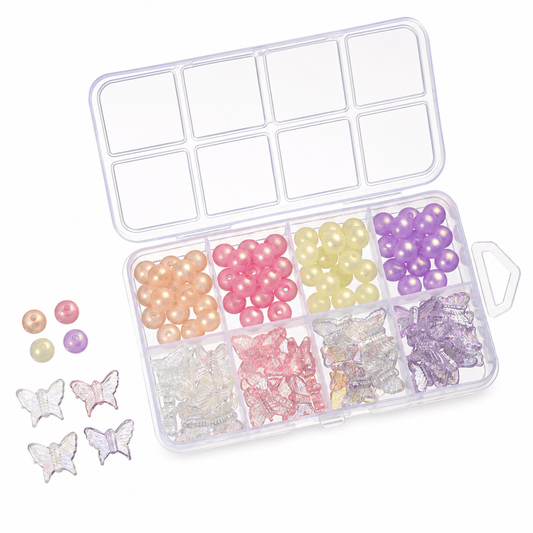 1 Box Macaron Butterfly & Pearl Acrylic Bead DIY Kit
