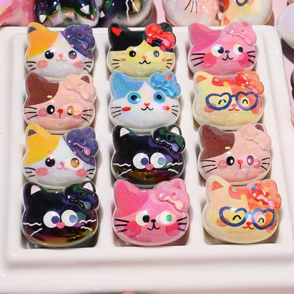 UV Color Cartoon Cat Acrylic Beads