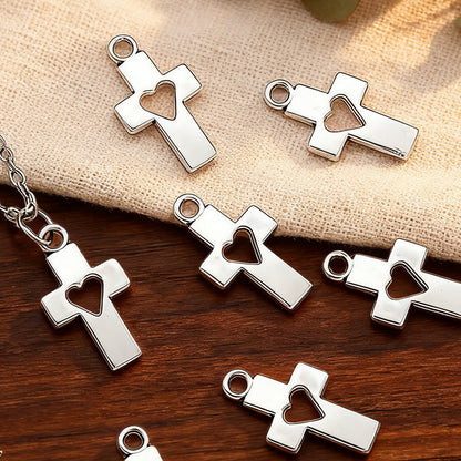 Heart Hollow Cross Pendant Charms