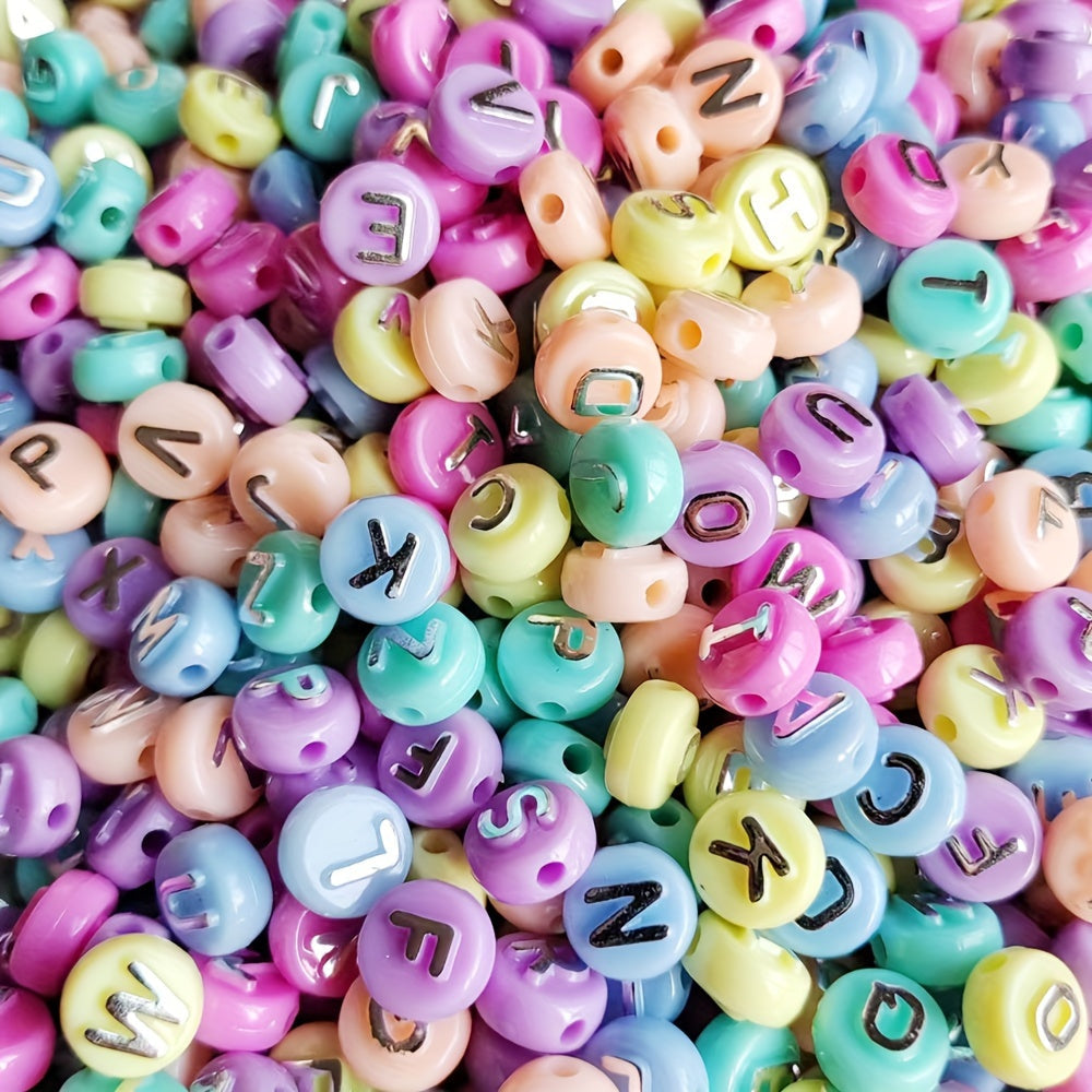 Gold Silver Letter Acrylic Beads