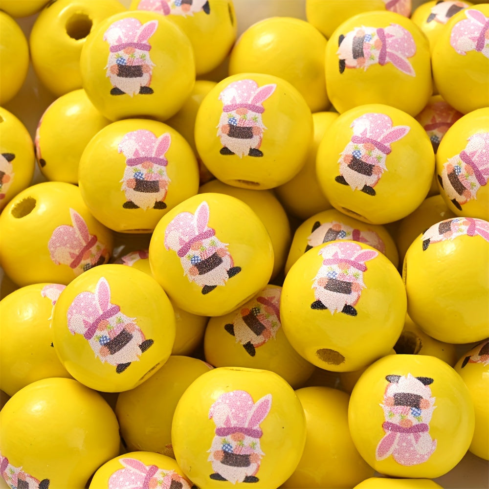 10PCS 16mm Easter-Themed Wooden Bead Set