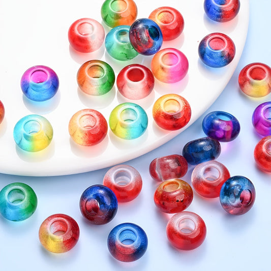 Clear Two-Color Acrylic Large Hole Spacer Beads