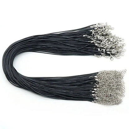 200-Piece Black Leather Jewelry Cord with Clasps