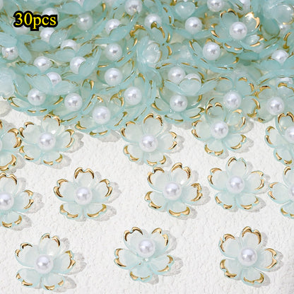 30pcs/set Transparent White Acrylic Cherry Blossom Flower Beads