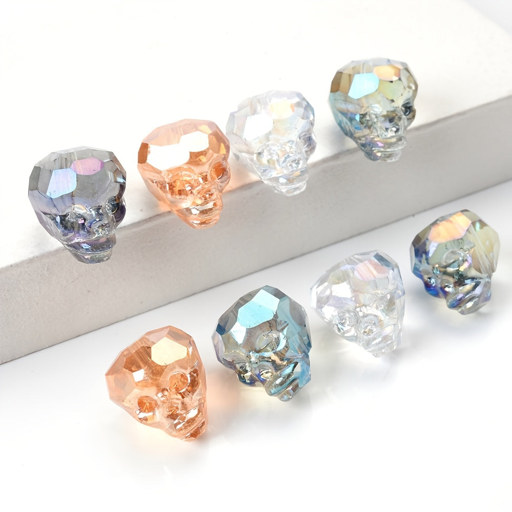 5PCS 14mm Skull Glass Crystal-Style Bead Set