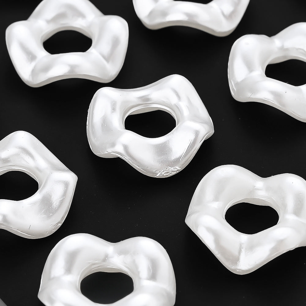 White Wavy Acrylic Spacer Beads