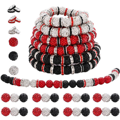 160PCS Red, Black & White Rhinestone Spacer Bead Set
