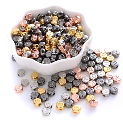 100pcs Silvery Golden Mixed Color Letter Acrylic Beads