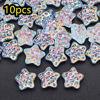 10pcs 18mm Vibrant Star Glass Beads