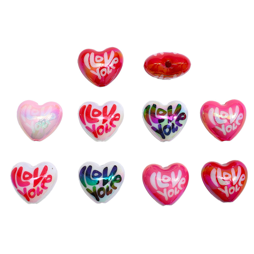 I Love You Heart Acrylic Beads