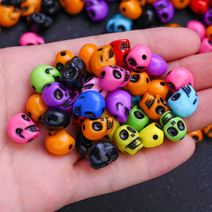 50pcs/set Multicolor Acrylic Skull Head Beads