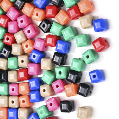100-Piece 7 mm Multicolor Luminous Square Acrylic Beads