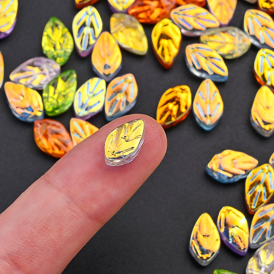 Gradient Leaf Glass Beads