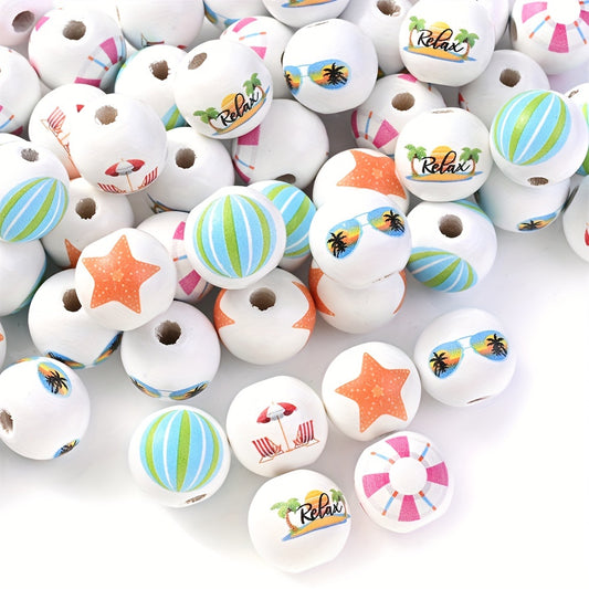10pcs 16mm Beach Style Wooden Round Beads