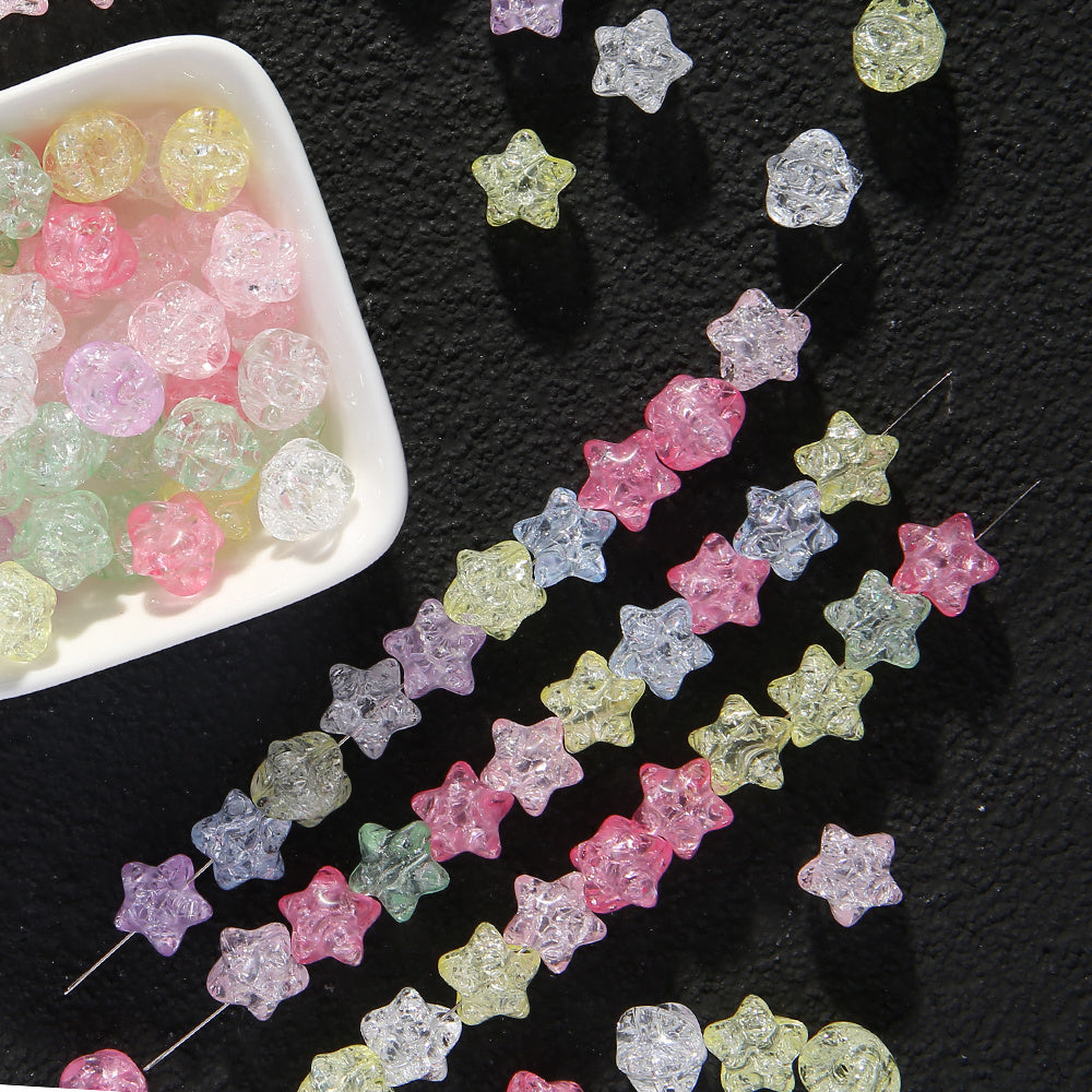 50pcs 11mm Crackle Star Acrylic Beads